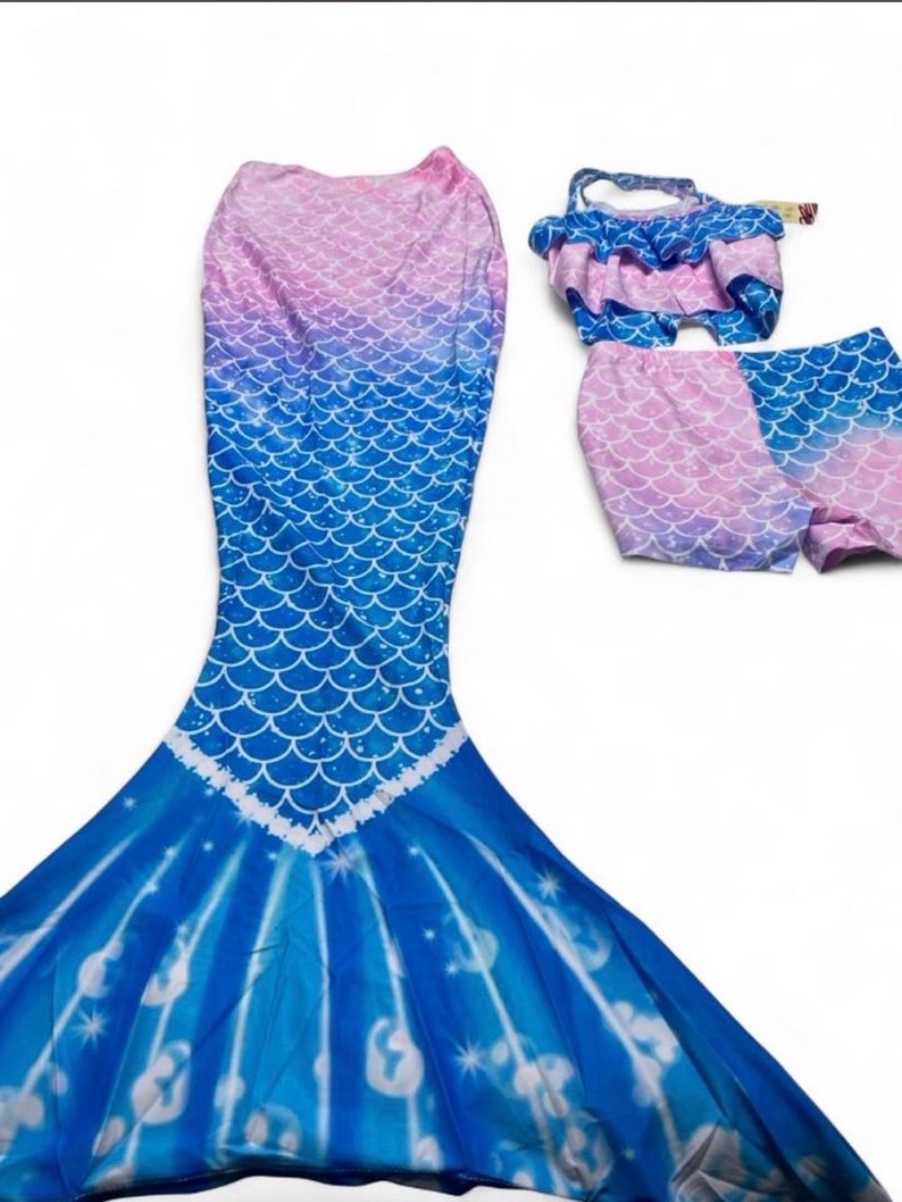 Kids Mermaid Tail Costume Set - Pink & Blue